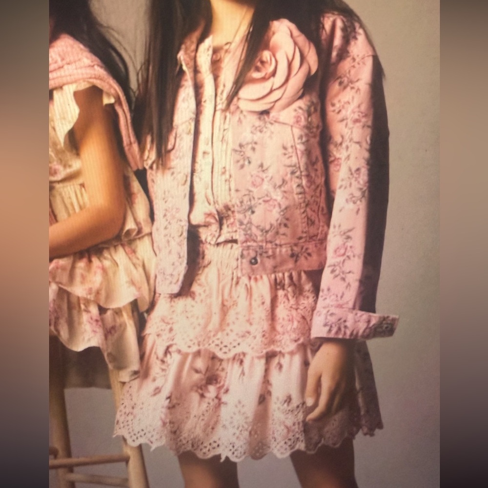 Love Shack Fancy x Gap Floral Pink Top and Skirt Set Size M